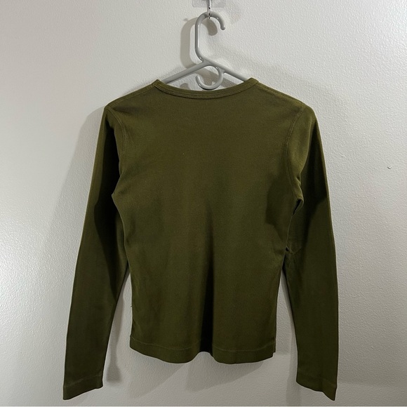 Vintage Olive Green ribbed long sleeve made in the USA size small - Picture 3 of 4